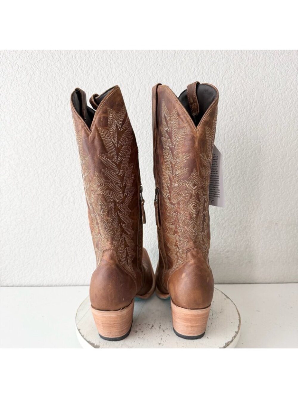 Lane Gallatin Brown Cowboy Boots Cowgirl Western Mid Calf Tall Snip Toe Size 11 - Picture 3 of 11